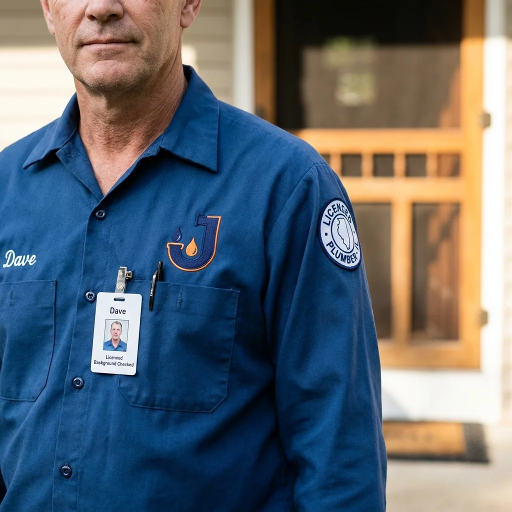 Licensed plumber showing ID badge in Bald Knob, AR