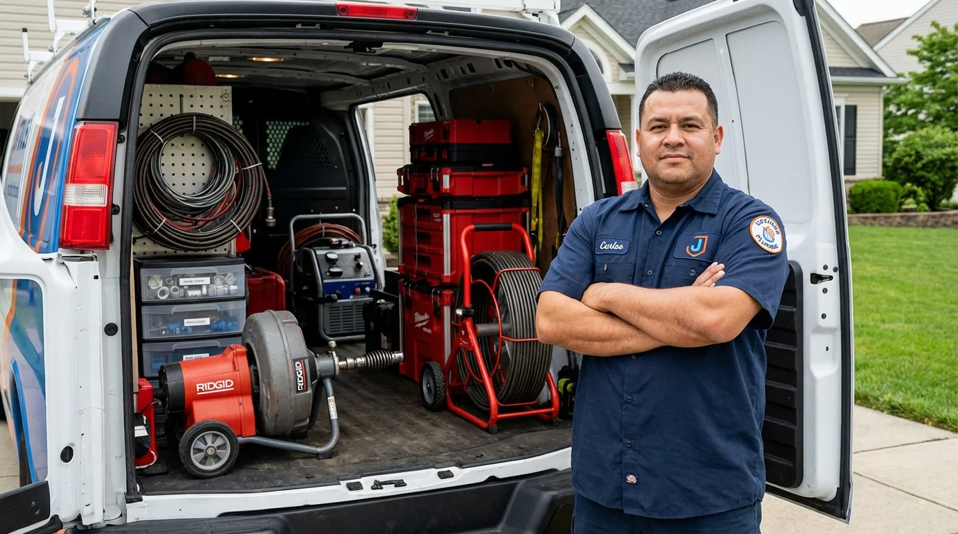 Professional drain cleaning equipment and Johns Plumbing LLC plumber in Bald Knob