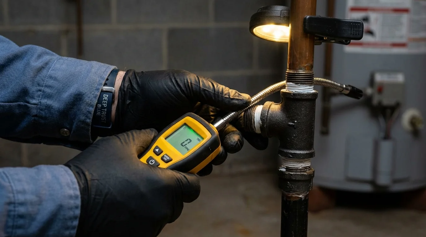Gas leak detection with electronic sniffer by Johns Plumbing LLC in Bald Knob
