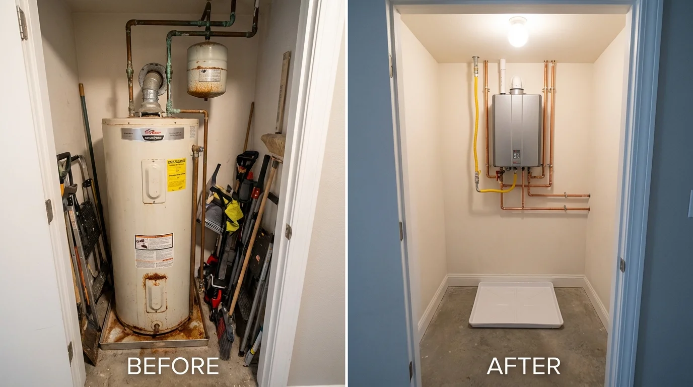 Tank water heater versus wall-mounted tankless unit comparison for Bald Knob, AR homeowners