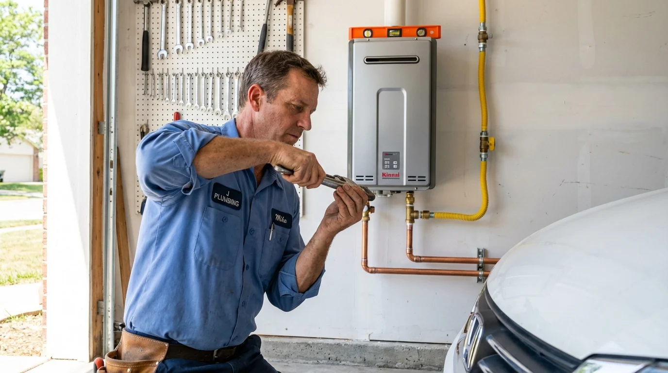 Tankless water heater installation by a Johns Plumbing LLC plumber in Bald Knob